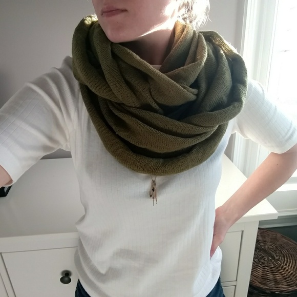 Olive Green Infinity Scarf - Picture 3 of 5